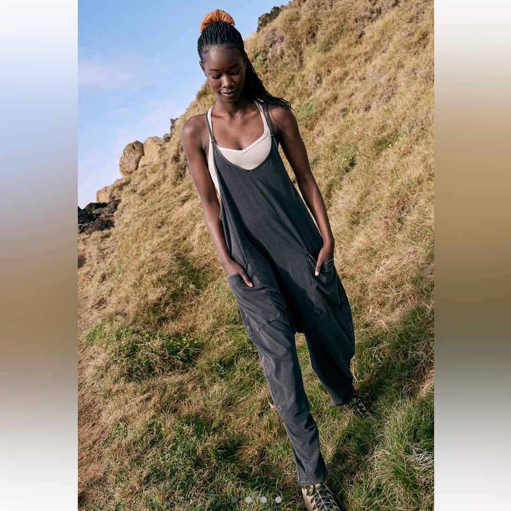 Free People Movement Hot Shot Onesie in Washed Black